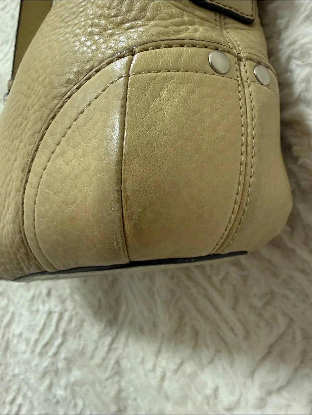 Coach Beige Pebbled Leather Shoulder Factory Bag